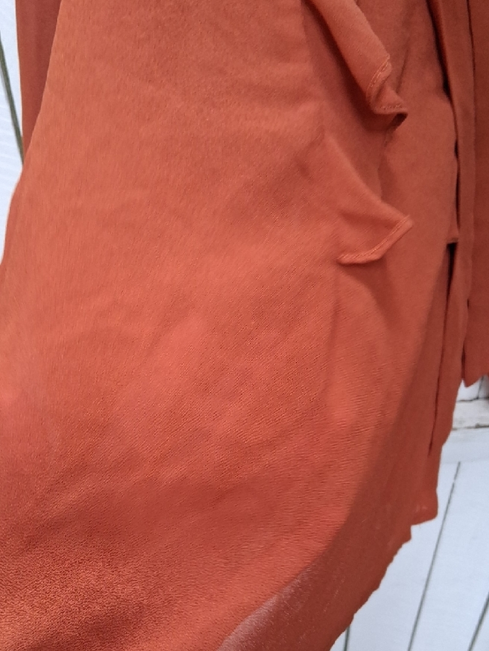 SHEIN Rust Ruffle Tie-Front Blouse - Picture 7 of 9